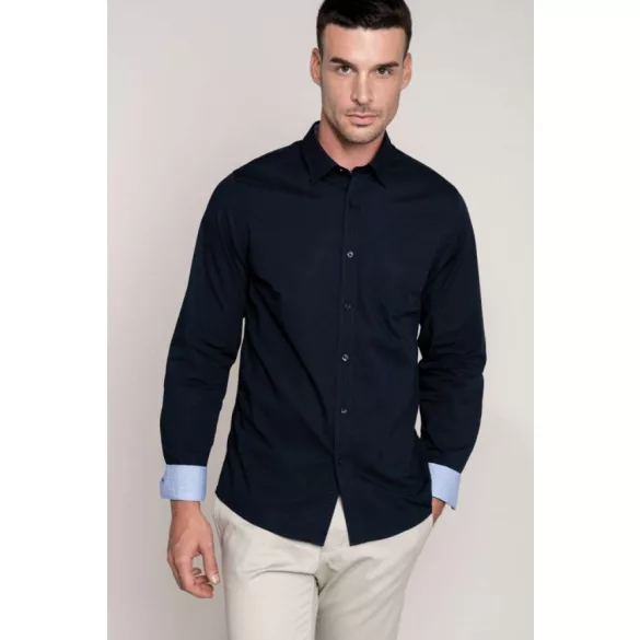 ka517-Camasa-cu-maneca-lunga-adult-barbat-Kariban-Washed-Navy