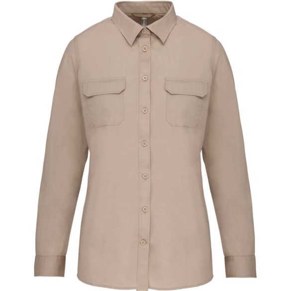 ka591 - Camasa cu maneca lunga dama KARIBAN Safari - [Beige]