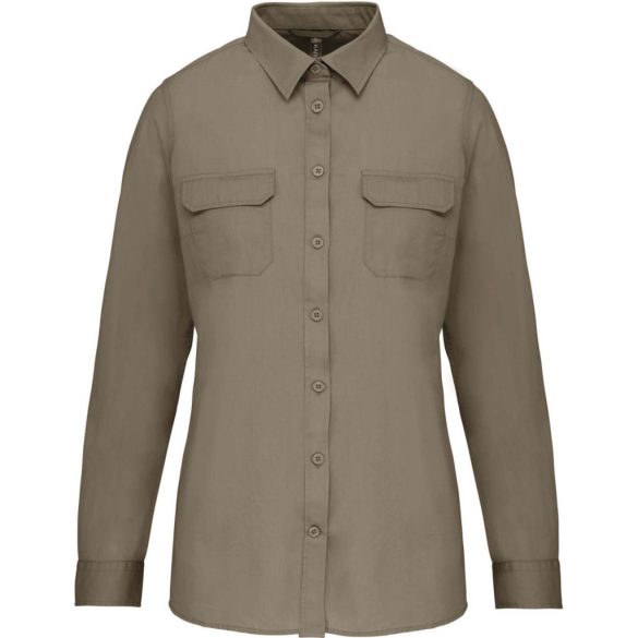 ka591 - Camasa cu maneca lunga dama KARIBAN Safari - [Light Khaki]