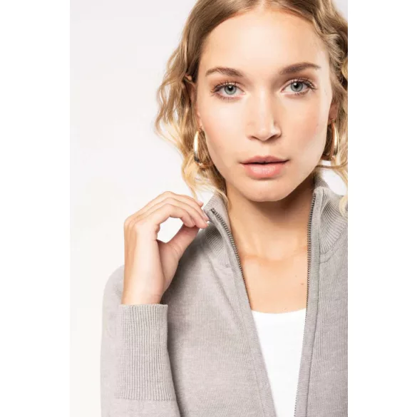 ka962 - Cardigan cu fermoar dama Kariban [Grey Melange]
