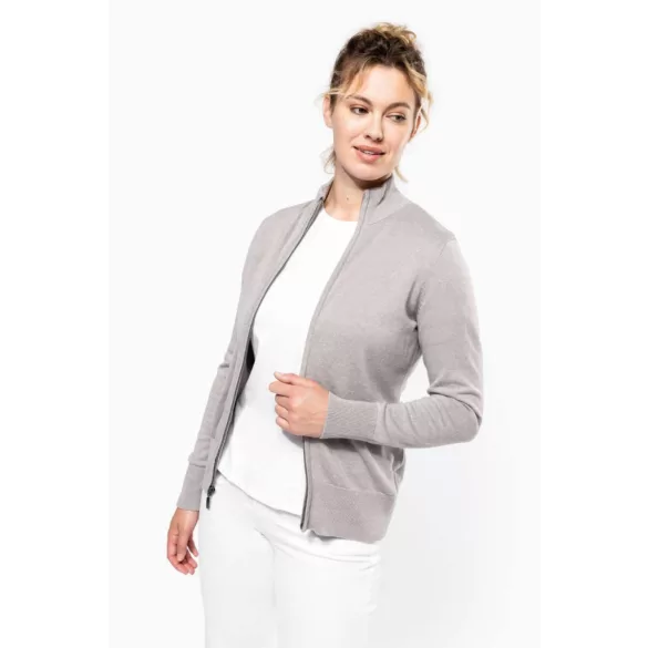 ka962 - Cardigan cu fermoar dama Kariban [Grey Melange]