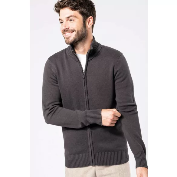 ka971bl - Cardigan cu fermoar pentru barbati Kariban - [Black]