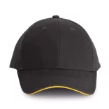 KP011 - Sapca din bumbac pieptantat - 6 panele - ORLANDO - [Dark Grey/Yellow]