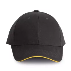   KP011 - Sapca din bumbac pieptantat - 6 panele - ORLANDO - [Dark Grey/Yellow]