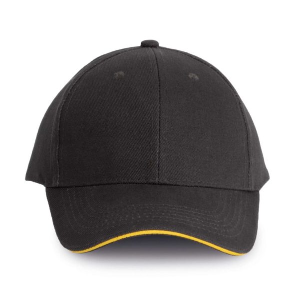 KP011 - Sapca din bumbac pieptantat - 6 panele - ORLANDO - [Dark Grey/Yellow]