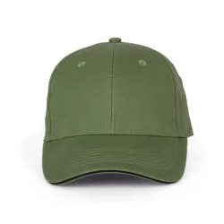   KP011 - Sapca din bumbac pieptantat - 6 panele - ORLANDO - [Matcha Green/Black]