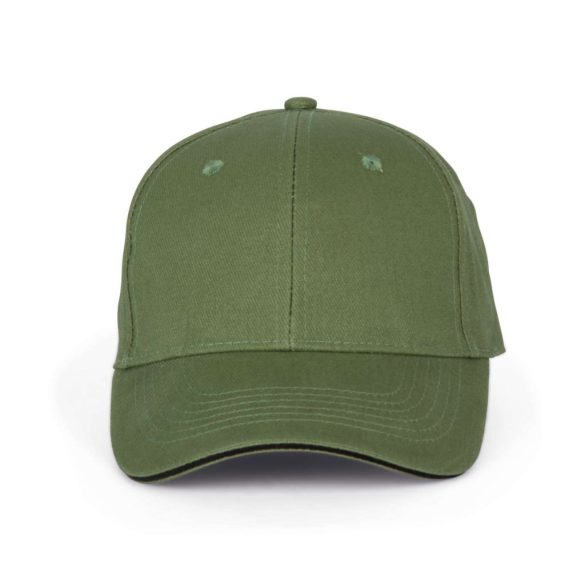 KP011 - Sapca din bumbac pieptantat - 6 panele - ORLANDO - [Matcha Green/Black]