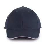 KP011 - Sapca din bumbac pieptantat - 6 panele - ORLANDO - [Navy/Pink]