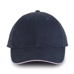   KP011 - Sapca din bumbac pieptantat - 6 panele - ORLANDO - [Navy/Pink]