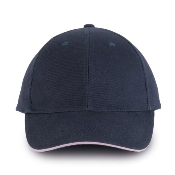 KP011 - Sapca din bumbac pieptantat - 6 panele - ORLANDO - [Navy/Pink]