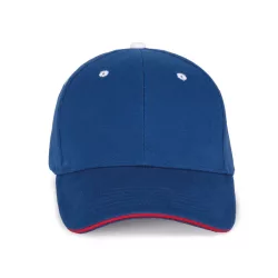   KP011 - Sapca din bumbac pieptantat - 6 panele - ORLANDO - [Royal Blue/Red/White]