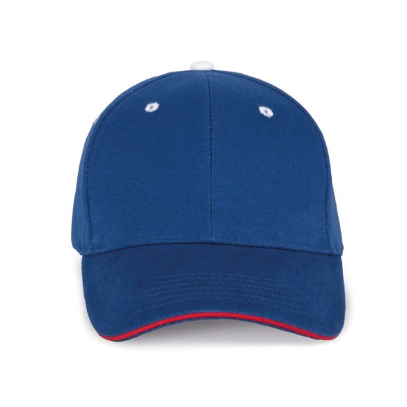 KP011 - Sapca din bumbac pieptantat - 6 panele - ORLANDO - [Royal Blue/Red/White]