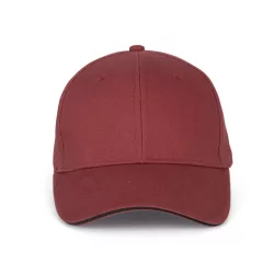   KP011 - Sapca din bumbac pieptantat - 6 panele - ORLANDO - [Red Safran/Dark Grey]