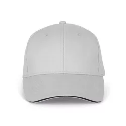   KP011 - Sapca din bumbac pieptantat - 6 panele - ORLANDO - [Snow Grey/Dark Grey]