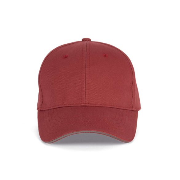 KP011 - Sapca din bumbac pieptantat - 6 panele - ORLANDO - [Terracotta Red/Slate Grey]