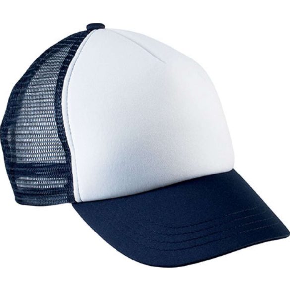 kp143 - Sapca pentru copii - 5 panele - TRUCKER MESH - [White/Navy]