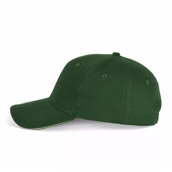 KP153-Sapca-din-bumbac-6-panele-SANDWICH-PEAK-Forest-GreenBeige