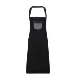 pr136 - Sort de baveta din denim cu piele falsa DIVISION - [Black Denim]