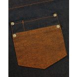pr136 - Sort de baveta din denim cu piele falsa DIVISION - [Black Denim]