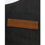 pr136 - Sort de baveta din denim cu piele falsa DIVISION - [Indigo/Brown Denim]