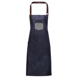   pr136 - Sort de baveta din denim cu piele falsa DIVISION - [Indigo Denim]