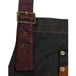pr136 - Sort de baveta din denim cu piele falsa DIVISION - [Indigo Denim]
