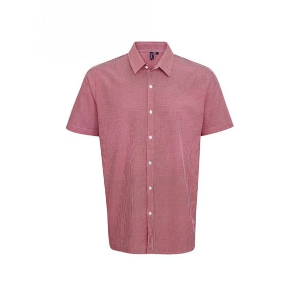 pr221-Camasa-cu-maneca-scurta-adult-barbat-Premier-Microcheck-Red-Whit