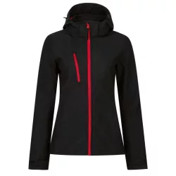   re702 - Softshell dama cu 3 straturi si gluga Venturer [Black/Classic Red]