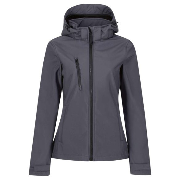 re702 - Softshell dama cu 3 straturi si gluga Venturer [Seal Grey/Black]