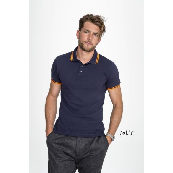 so00577-Tricou-polo-adult-barbat-Sols-Pasadena-French-Navy-Neon-Orange