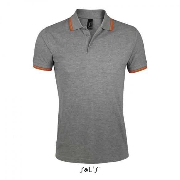 so00577-Tricou-polo-adult-barbat-Sols-Pasadena-Grey-Melange-Orange