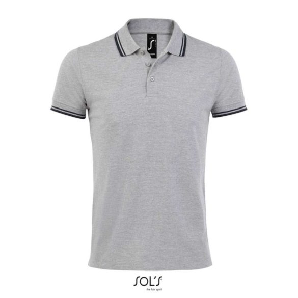 so00577 - Tricou polo adult barbat Sol's Pasadena Pique  [Grey/Navy]