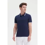 so00577 - Tricou polo adult barbat Sol's Pasadena Pique  [Grey/Navy]