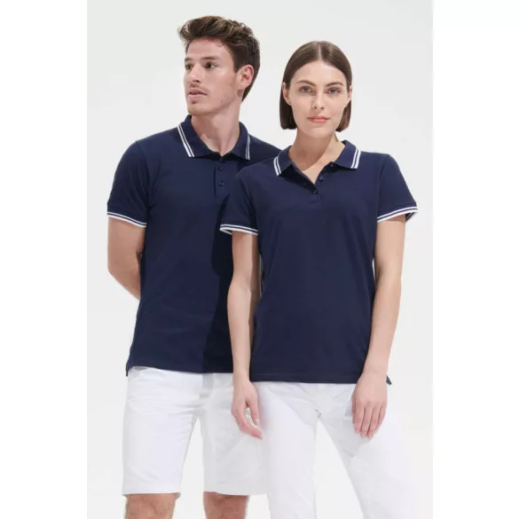 so00577 - Tricou polo adult barbat Sol's Pasadena Pique  [Grey/Navy]