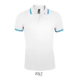 so00577 - Tricou polo adult barbat Sol's Pasadena Pique  [White/Aqua]