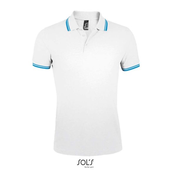 so00577 - Tricou polo adult barbat Sol's Pasadena Pique  [White/Aqua]