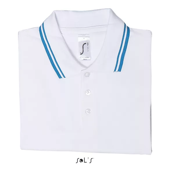 so00577 - Tricou polo adult barbat Sol's Pasadena Pique  [White/Aqua]