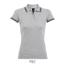   so00578 - Tricou polo adult dama Sol's Pasadena Pique  [Grey/Navy]