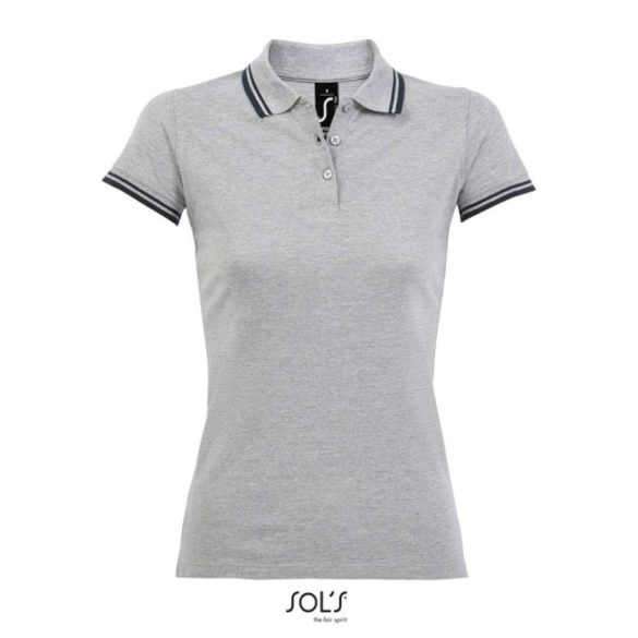 so00578 - Tricou polo adult dama Sol's Pasadena Pique  [Grey/Navy]