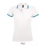 so00578 - Tricou polo adult dama Sol's Pasadena Pique  [White/Aqua]
