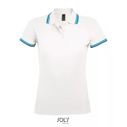   so00578 - Tricou polo adult dama Sol's Pasadena Pique  [White/Aqua]