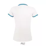 so00578 - Tricou polo adult dama Sol's Pasadena Pique  [White/Aqua]