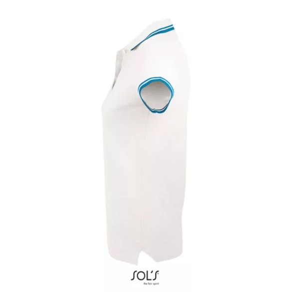 so00578 - Tricou polo adult dama Sol's Pasadena Pique  [White/Aqua]