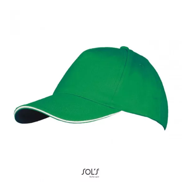 SO00594-Sapca-din-bumbac-pieptanat-5-panele-LONG-BEACH-Kelly-GreenWhit