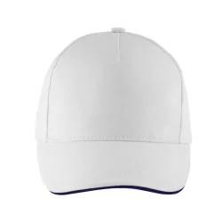   SO00594 - Sapca din bumbac pieptanat - 5 panele - LONG BEACH - [White/French Navy]