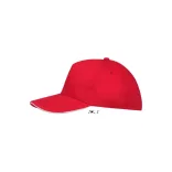 so88110 - Sapca din bumbac 5 panele SUNNY [Red/White]