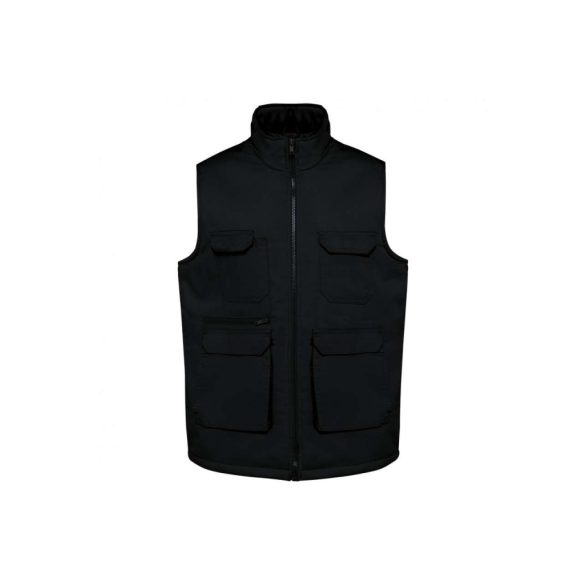 wk607bl - Vesta unisex cu buzunare multiple WK [Black]